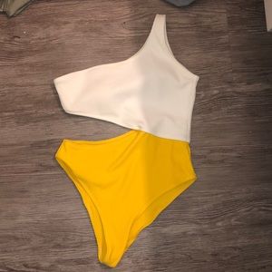 Yellow and white swim suit SIZE MEDIUM